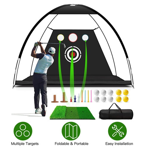 10x7FT Golf Practice Net Golf Training Aids Driving Hitting Nets with Tri-Turf Golf Mat Target Cloth 10 Golf Balls 7 Golf Tees 2 Rubber Golf Tee Holde by VYSN