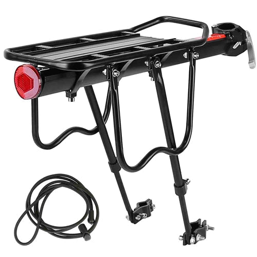 Bike Cargo Rack Adjustable Bicycle Rear Rack Cycling Luggage Carrier with Elastic Cord Red Reflector 55LBS Load Capacity by VYSN
