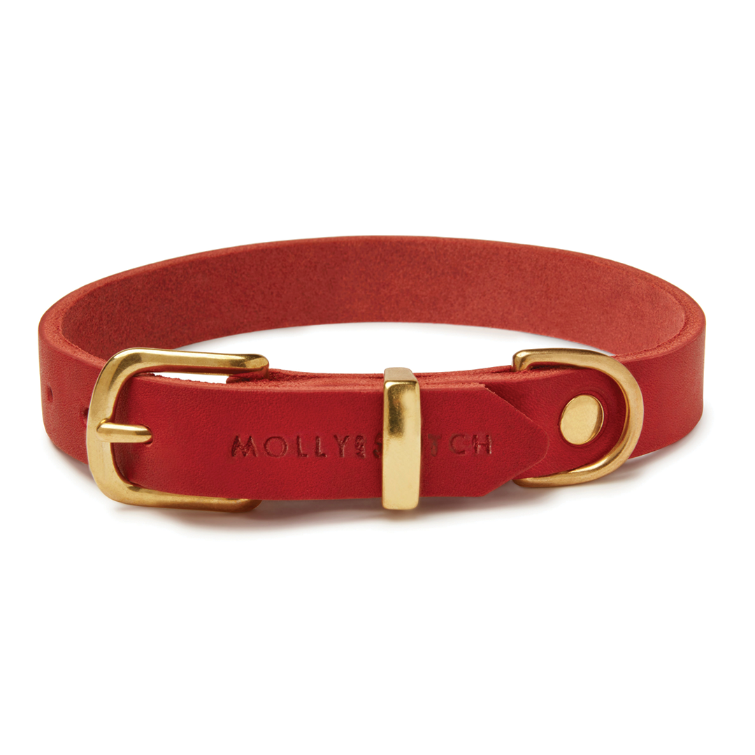 Butter Leather Dog Collar - Chili Red by Molly And Stitch US