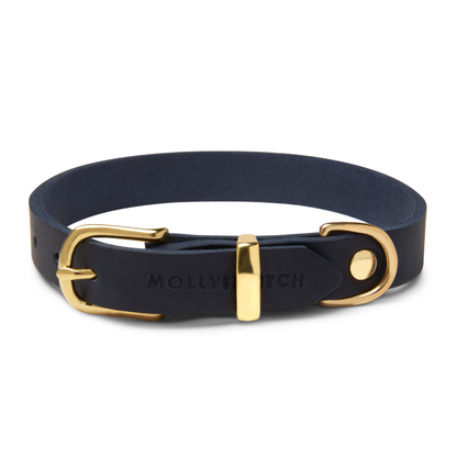 Butter Leather Dog Collar - Navy Blue by Molly And Stitch US