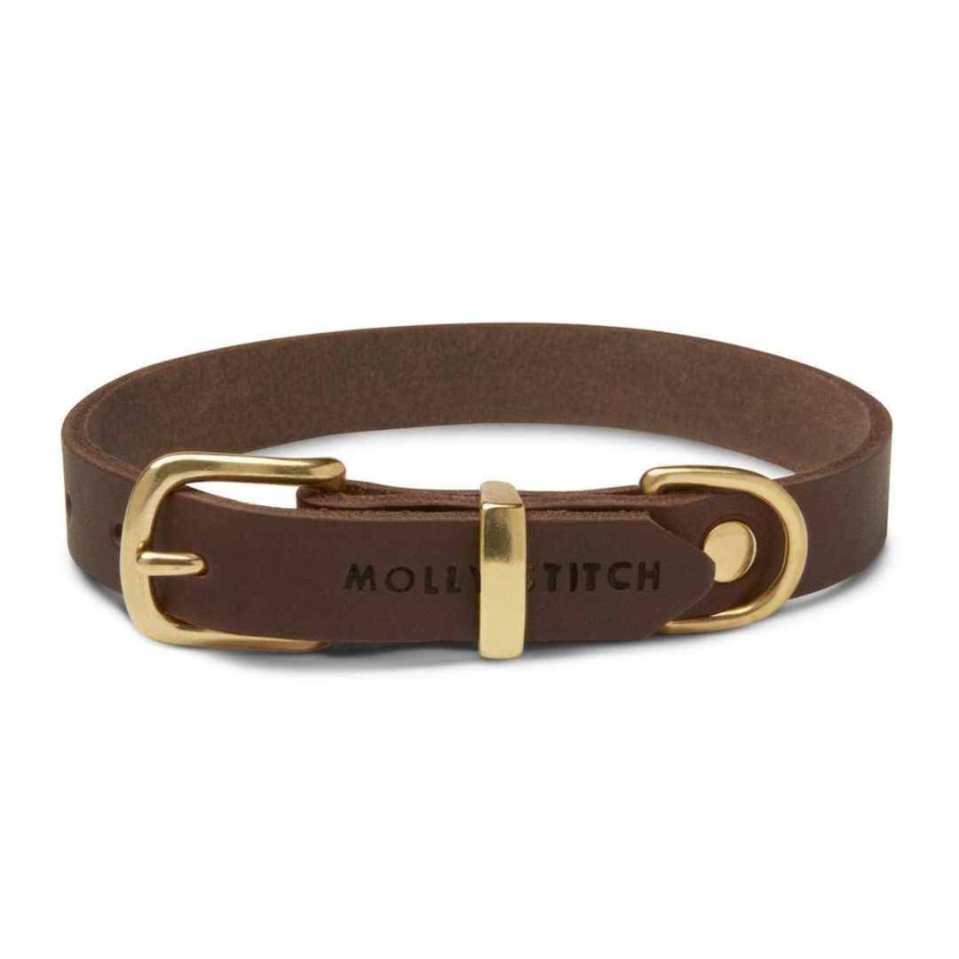 Butter Leather Dog Collar - Classic Brown by Molly And Stitch US