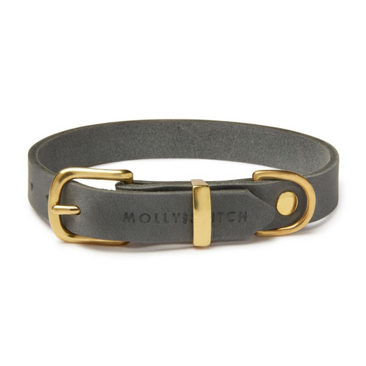 Butter Leather Dog Collar - Timeless Grey by Molly And Stitch US