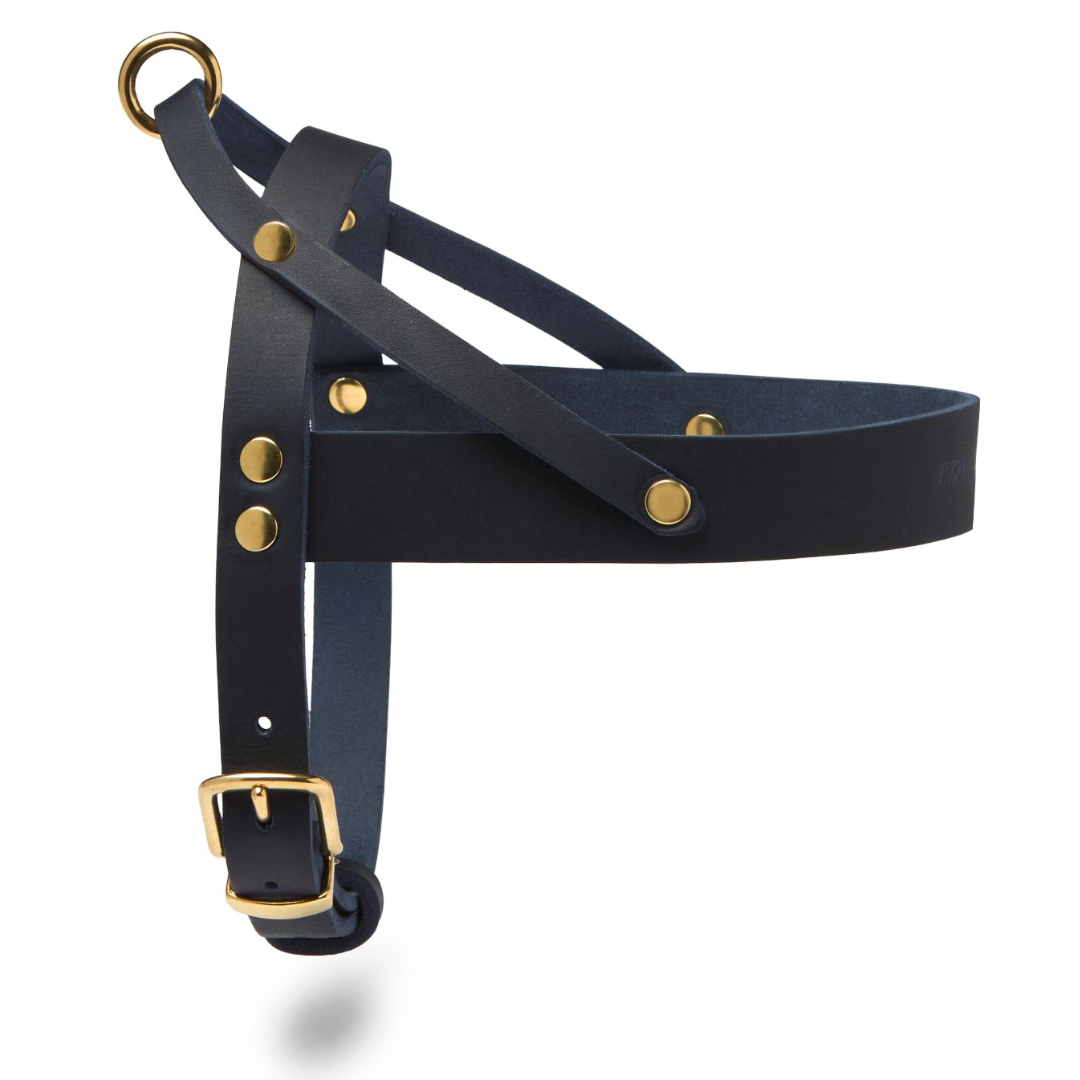 Butter Leather Dog Harness - Navy Blue by Molly And Stitch US