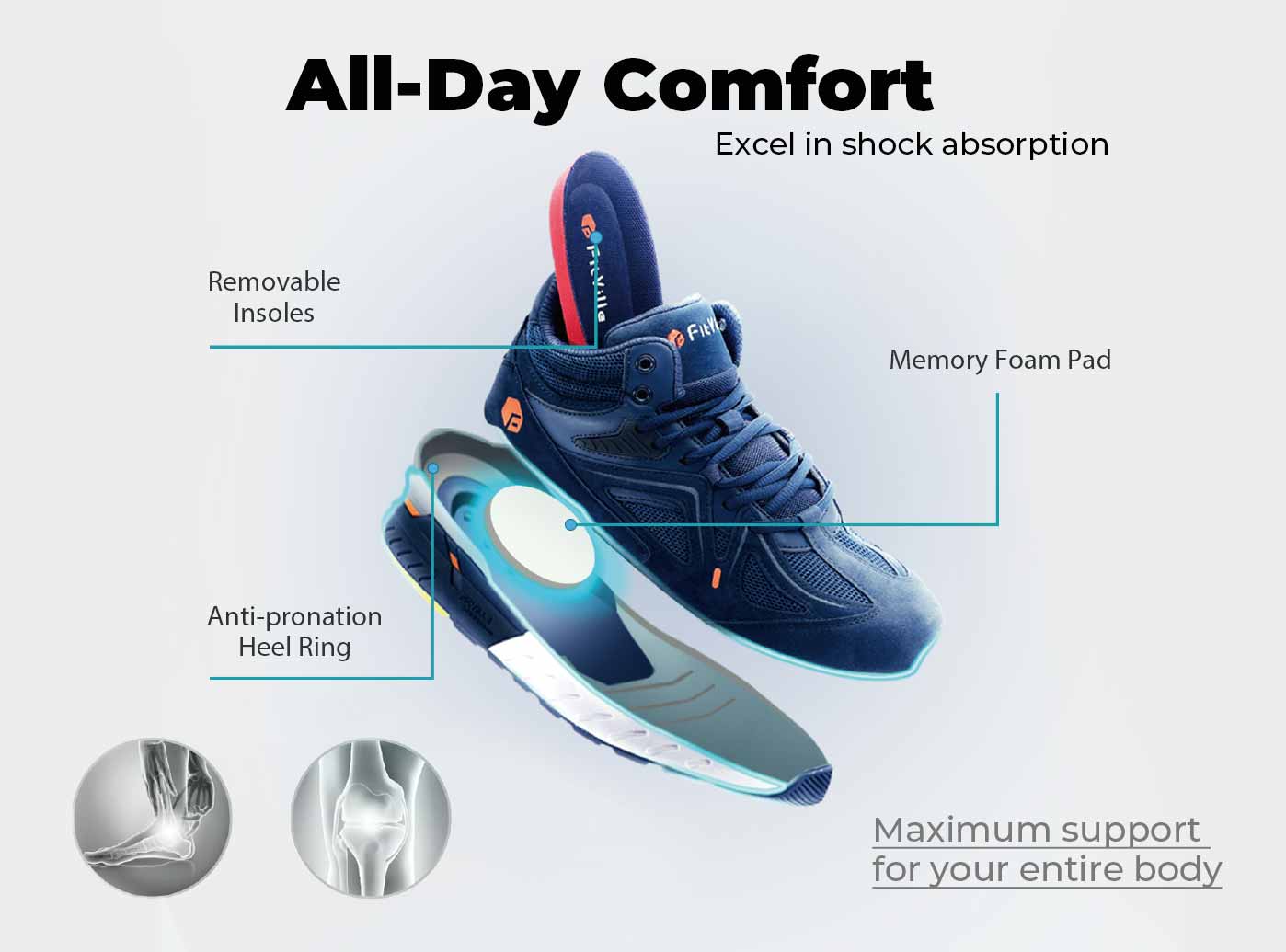 FitVille Men's High-top Rebound Core Shoes by FitVille