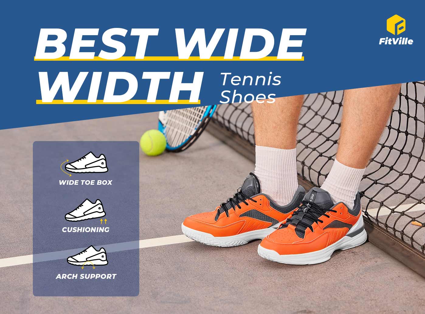 FitVille Men's Amadeus Tennis & Pickleball Court Shoes by FitVille
