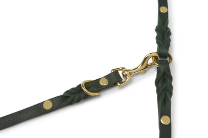 Butter Leather 2x Adjustable Dog Leash - Forest Green by Molly And Stitch US