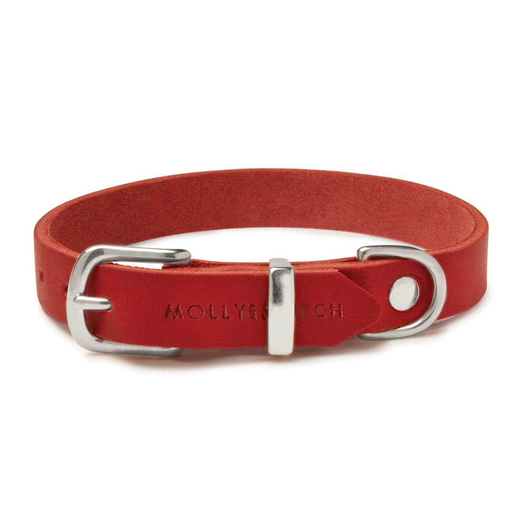 Butter Leather Dog Collar - Chili Red by Molly And Stitch US
