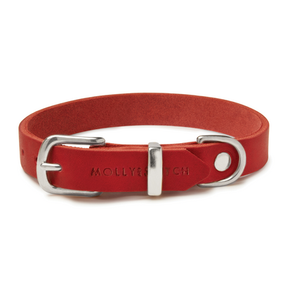 Butter Leather Dog Collar - Chili Red by Molly And Stitch US