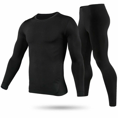 Men Thermal Underwear Set Long Johns Pants Long Sleeve Soft Underwear Kit Top Bottom Winter Sports Suits - Black - XL by VYSN
