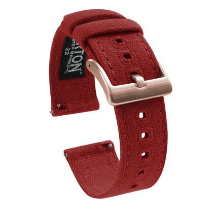 Crimson Red Premium Canvas Watch Band by Barton Watch Bands