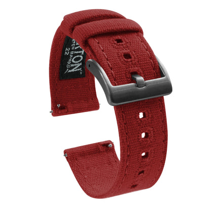 Crimson Red Premium Canvas Watch Band by Barton Watch Bands