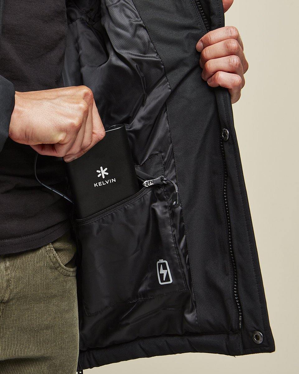 Howard Men’s Heated Parka Black by Kelvin Coats