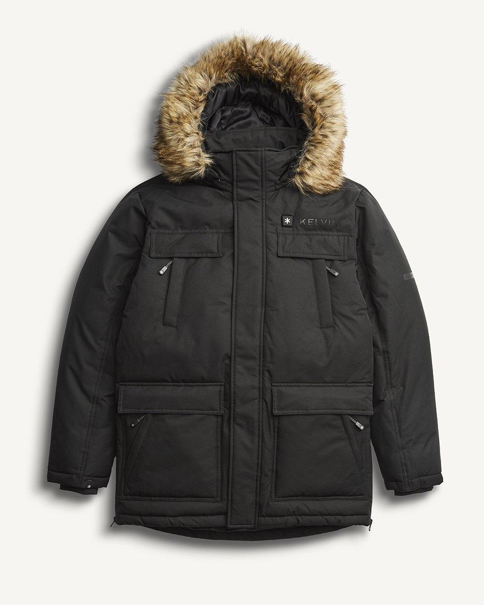 Howard Men’s Heated Parka Black by Kelvin Coats