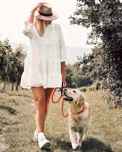 Touch of Leather Dog Leash - Pumpkin by Molly And Stitch US