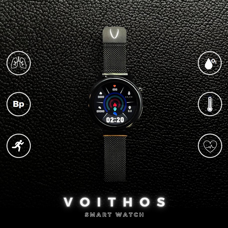 VOITHOS Smart Watch Blood Pressure Heart Rate & Body Temperature Monitor with ECG & PPG by ALL TECH ADDICT