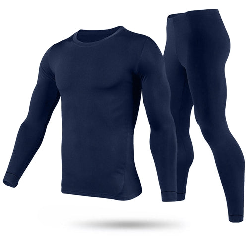 Men Thermal Underwear Set Long Johns Pants Long Sleeve Soft Underwear Kit Top Bottom Winter Sports Suits - Navy Blue - 2XL by VYSN