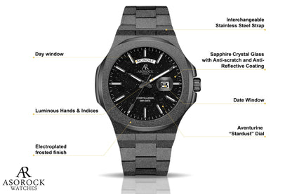All Black frosted stardust Constellation Day-Date by ASOROCK WATCHES