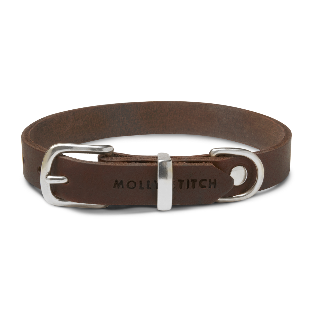 Butter Leather Dog Collar - Classic Brown by Molly And Stitch US