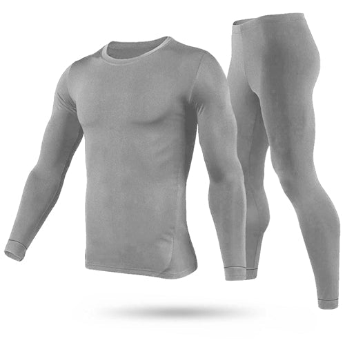 Men Thermal Underwear Set Long Johns Pants Long Sleeve Soft Underwear Kit Top Bottom Winter Sports Suits - Gray - XL by VYSN