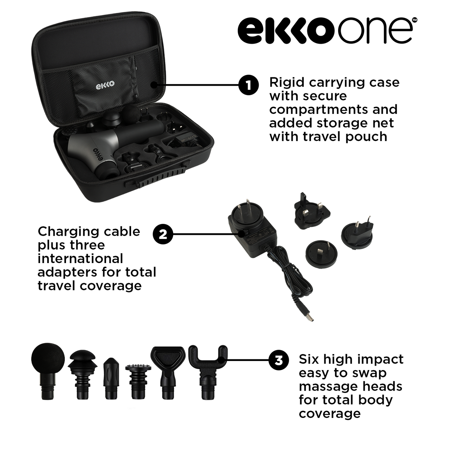 Ekko One Pro Edition [2022] Athlete Tested Percussive Therapy Smart Sports Massager with Accessories and Carrying Case - Free Shipping by Mifo USA - The World's Most Advanced Wireless Earbuds for Active Movers - O5, O7