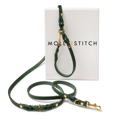 Butter Leather 3x Adjustable Dog Leash - Forest Green by Molly And Stitch US