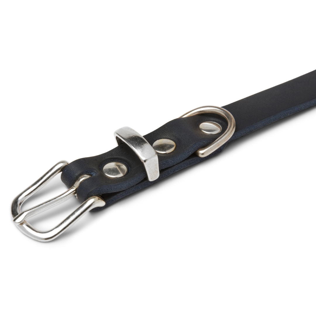 Butter Leather Dog Collar - Navy Blue by Molly And Stitch US