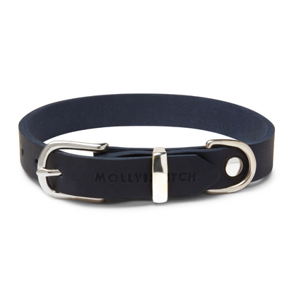Butter Leather Dog Collar - Navy Blue by Molly And Stitch US