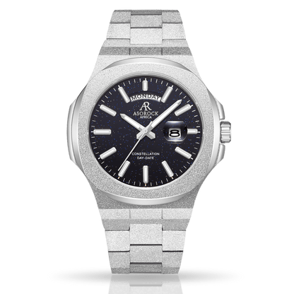 Silver/Black Frosted Stardust Constellation Day Date by ASOROCK WATCHES