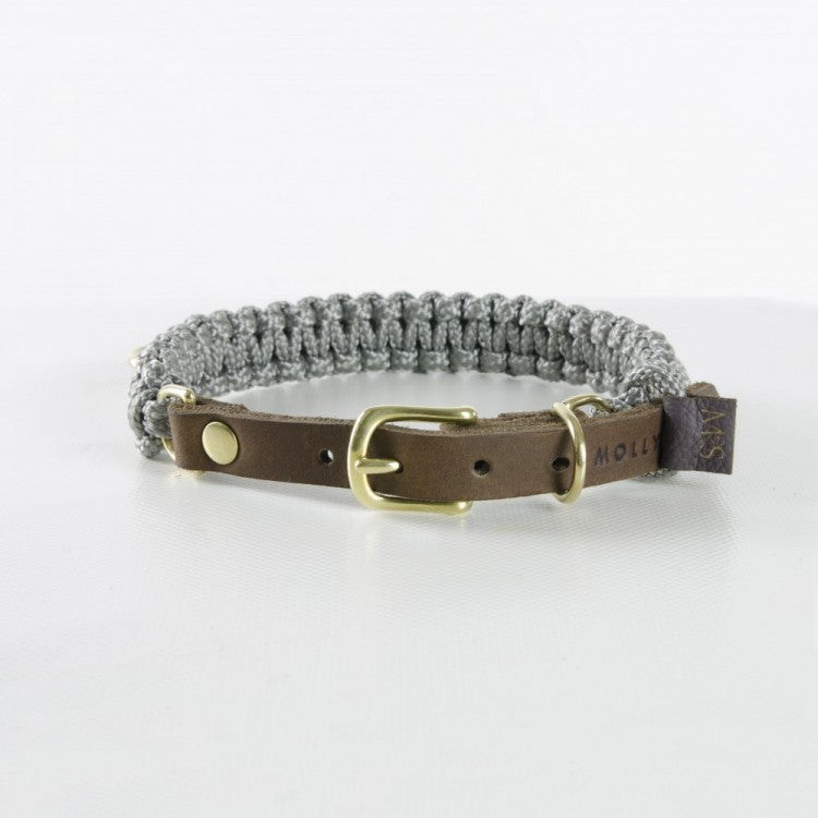Touch of Leather Dog Collar - Grey by Molly And Stitch US