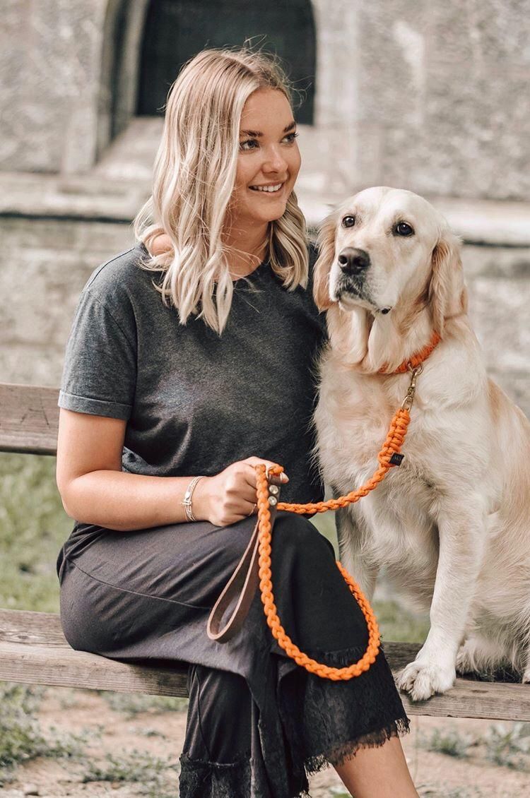 Touch of Leather Dog Leash - Pumpkin by Molly And Stitch US