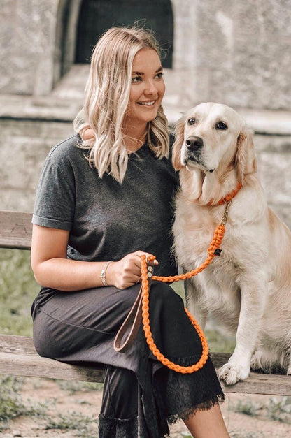 Touch of Leather Dog Leash - Pumpkin by Molly And Stitch US